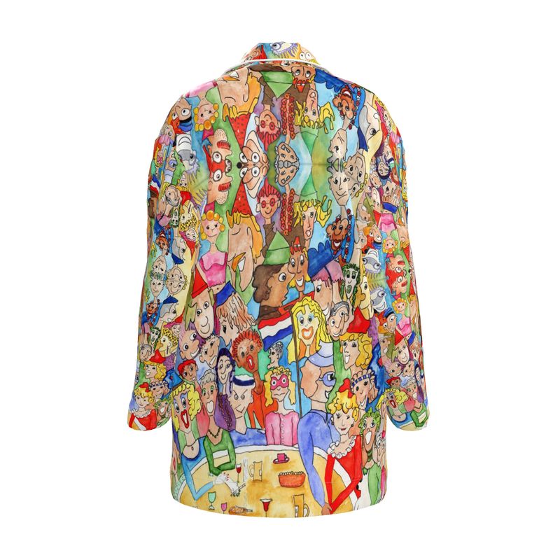 AQP443. 100 % pure Zijde Satijn: Dames Luxe Pyjamashirt: O, Happy Day.