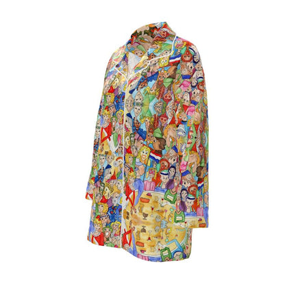AQP443. 100 % pure Zijde Satijn: Dames Luxe Pyjamashirt: O, Happy Day.