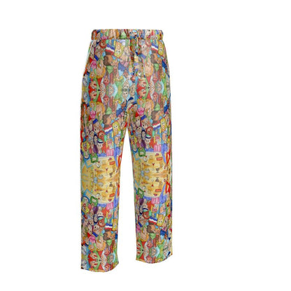 AQP443. Zijde Satijn. Dames Luxe Pyjamabroek: O, Happy Day.