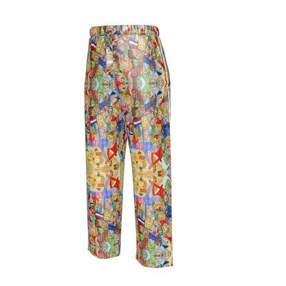 AQP443. Zijde Satijn. Dames Luxe Pyjamabroek: O, Happy Day.