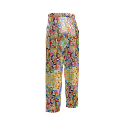AQP443. Zijde Satijn. Dames Luxe Pyjamabroek: O, Happy Day.