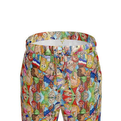 AQP443. Zijde Satijn. Dames Luxe Pyjamabroek: O, Happy Day.
