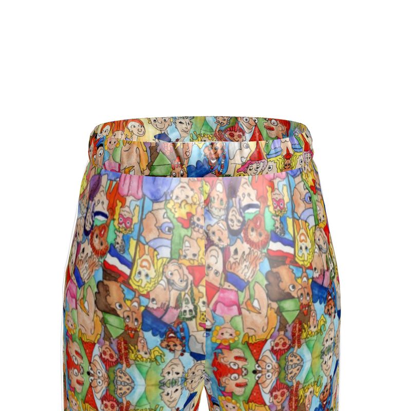 AQP443. Zijde Satijn. Dames Luxe Pyjamabroek: O, Happy Day.