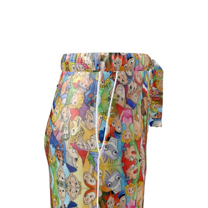 AQP443. Zijde Satijn. Dames Luxe Pyjamabroek: O, Happy Day.