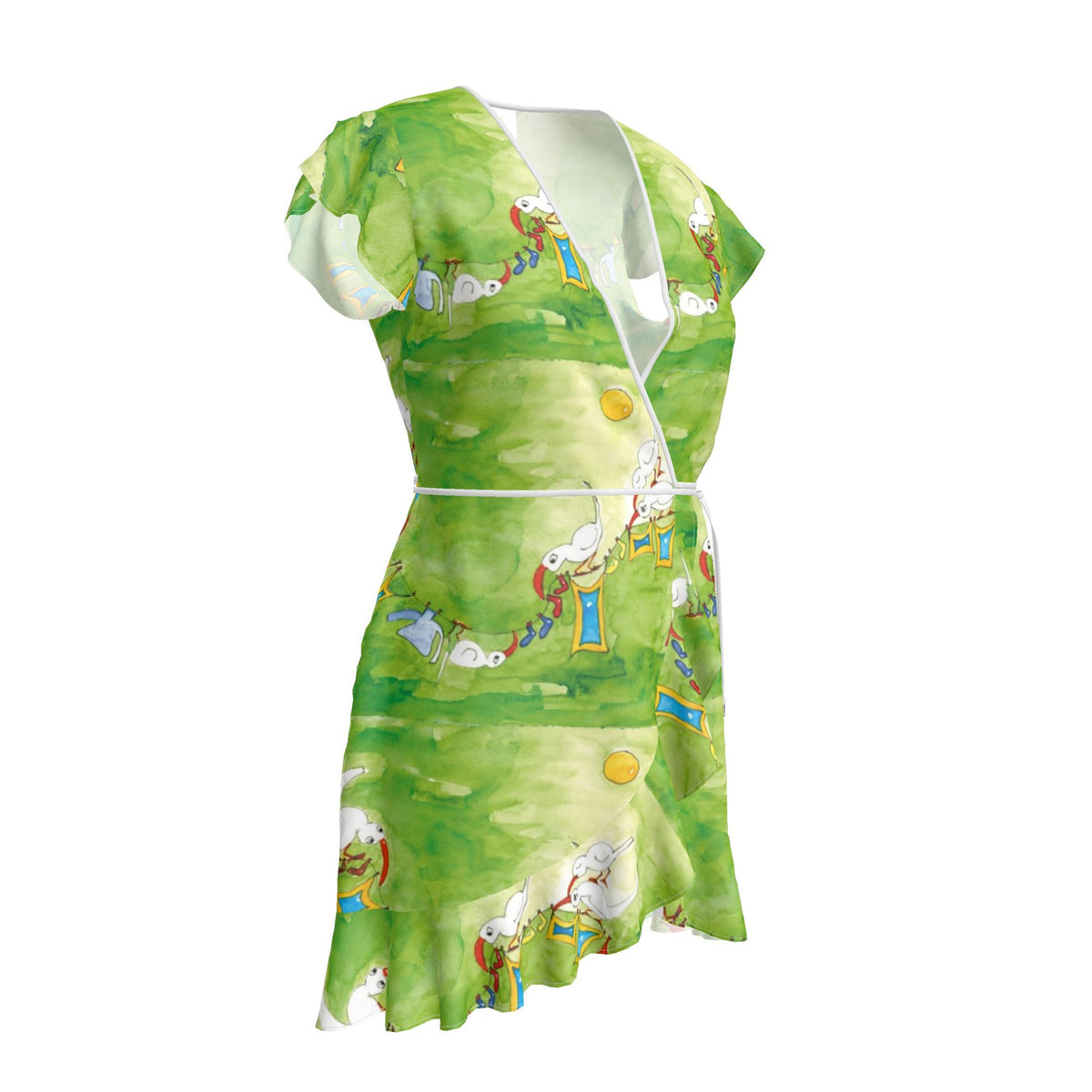 AQP412. Wasdag Design Tea Dress van 100 % Zuiver Zijde Satijn