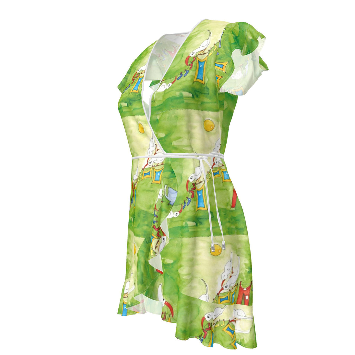 AQP412. Wasdag Design Tea Dress van 100 % Zuiver Zijde Satijn