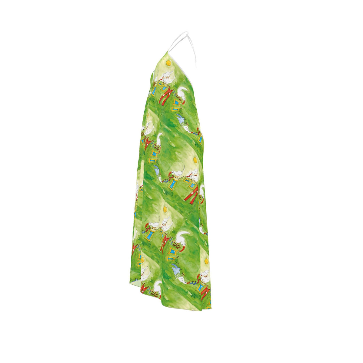 Wasdag Zijde Designer Halterjurk met lage rug.