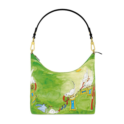 AQP412. Wasdag Design Square Hobo Bag in 100 % volnerf Nappa-Leer
