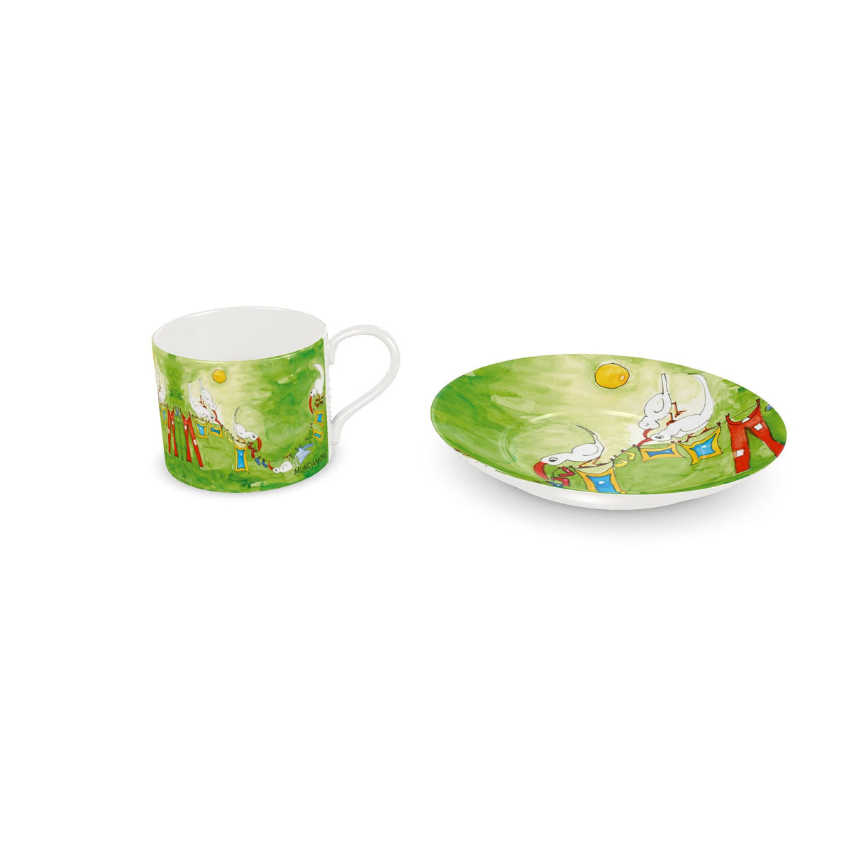 AQP412.2. Koffiekop met Schotel. Design Wasdag Bone China Porselein