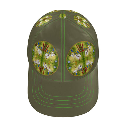 AQP412. WASDAG. ZijdeSatin Baseballpet. Donker Mosgroen. Maat L/XL.