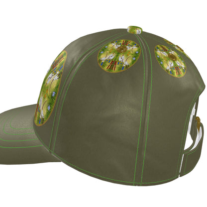 AQP412. WASDAG. ZijdeSatin Baseballpet. Donker Mosgroen. Maat L/XL.