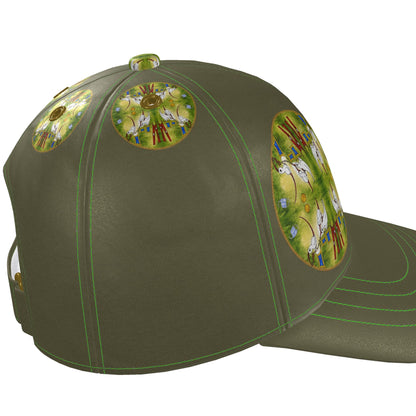 AQP412. WASDAG. ZijdeSatin Baseballpet. Donker Mosgroen. Maat L/XL.