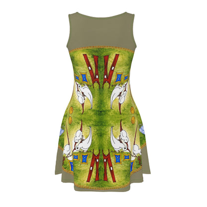 AQP412. WASDAG. Skater Dress. Kleur: Kaki