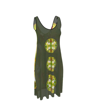 AQP412. WASDAG. Design Mouwloze Midi Jurk van het merk MUNDAMORE