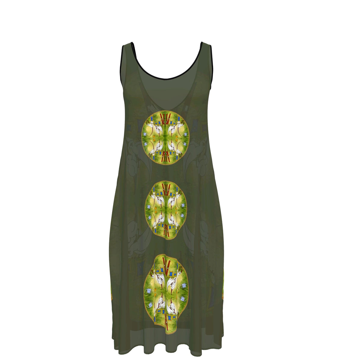 AQP412. WASDAG. Design Mouwloze Midi Jurk van het merk MUNDAMORE
