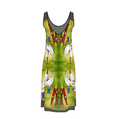 AQP412. WASDAG. Design Mouwloze Midi Jurk van het merk MUNDAMORE