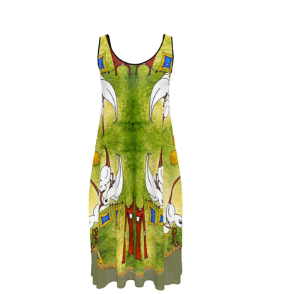 AQP412. WASDAG. Design Mouwloze Midi Jurk van MUNDAMORE