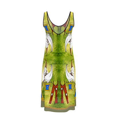 AQP412. WASDAG. Design Mouwloze Midi Jurk van MUNDAMORE