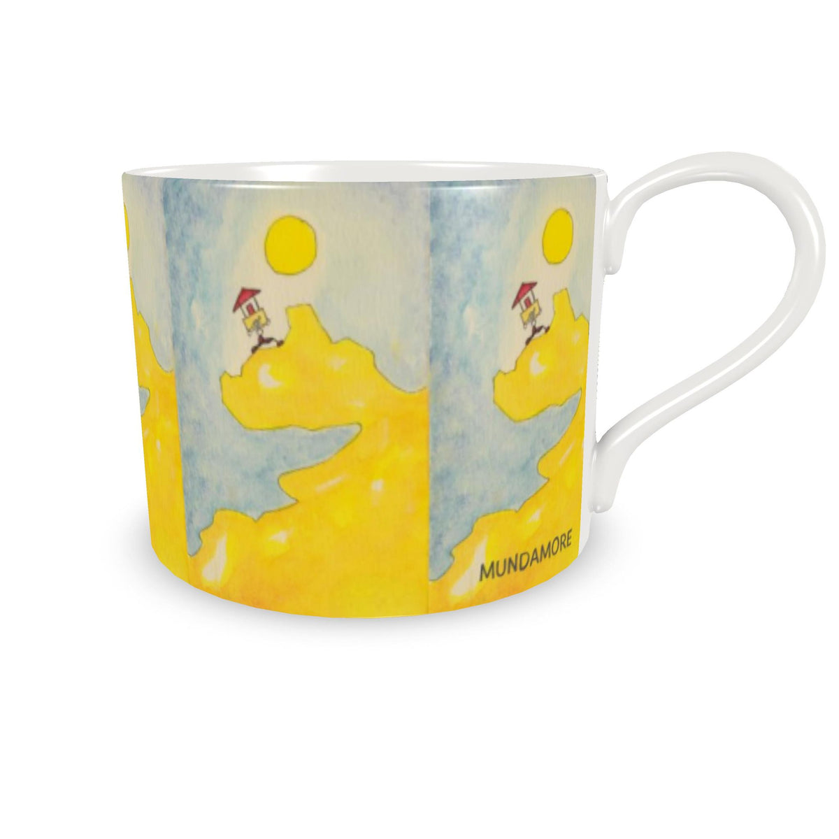 AQP562. HUIS IN DE ZON. Design koffiekop met schotel van porselein.