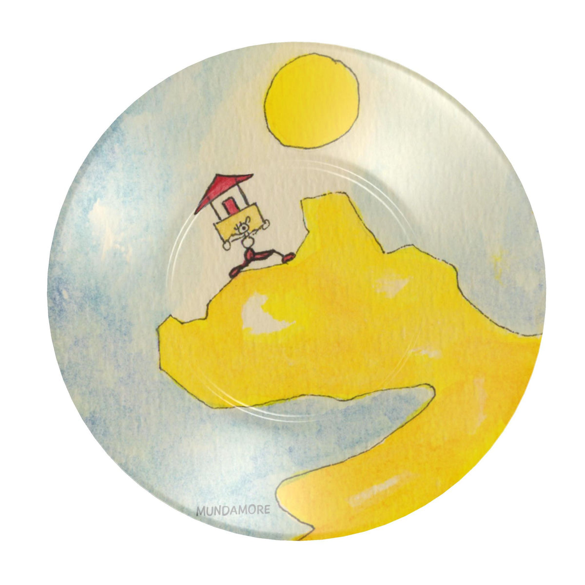 AQP562. HUIS IN DE ZON. Design koffiekop met schotel van porselein.
