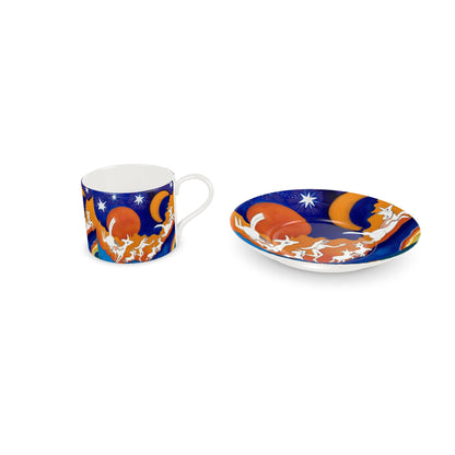 OK312. HEMELLEVEN. Kop met schotel van het artistieke merk MUNDAMORE